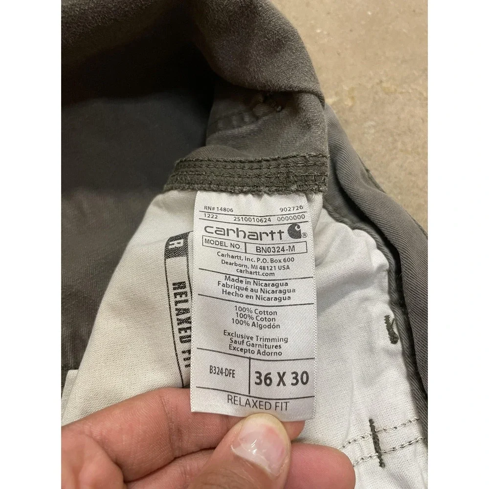 Carhartt Pants Mens 36x30 Gray Relaxed‎ Fit Canvas Carpenter Work B324-DFE